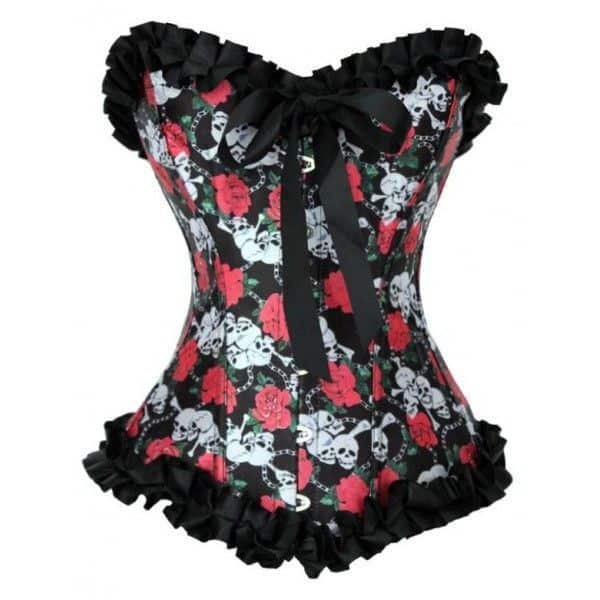 Red and black skull Gothic corset top